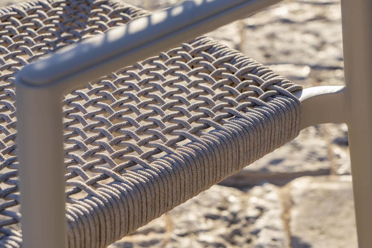 Armlehnstuhl KAIDA - Aluminium Sand / Beige