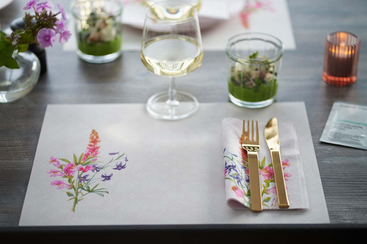 Zelltuchservietten 33 x 33cm, 3-Lagig, 1/4-Falz - Floret